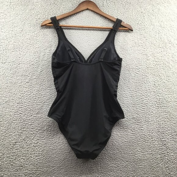 Sea Level Swim Spliced Plunge One Piece Black 8 - Picture 3 of 5